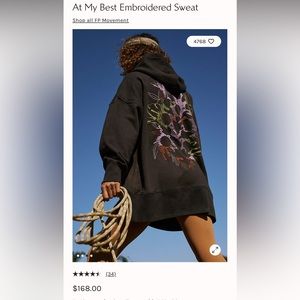 FREE PEOPLE At My Best Embroidered Sweater Small in Black